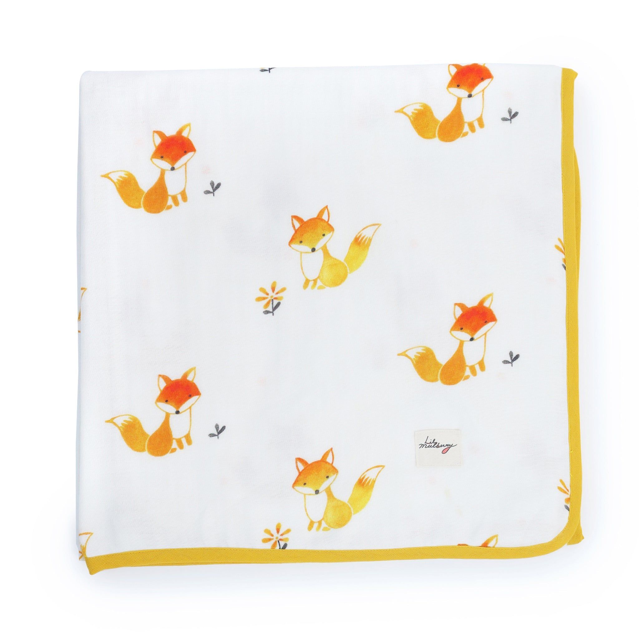 Fox in the Garden Muslin Blanket 079